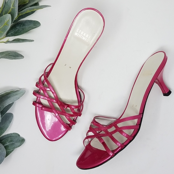 Stuart Weitzman Shoes - STUART WEITZMAN Bright Pearl Pink Slide On Sandals